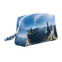 Futuristic City Fantasy Scifi Wristlet Pouch Bag (medium) by Ravend