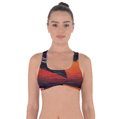 Boat Sunset Lake Water Nature Got No Strings Sports Bra by Ravend