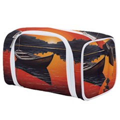 Boat Sunset Lake Water Nature Toiletries Pouch by Ravend