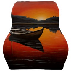 Boat Sunset Lake Water Nature Car Seat Velour Cushion  by Ravend