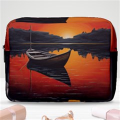 Boat Sunset Lake Water Nature Make Up Pouch (large) by Ravend