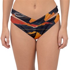 Boat Sunset Lake Water Nature Double Strap Halter Bikini Bottoms by Ravend