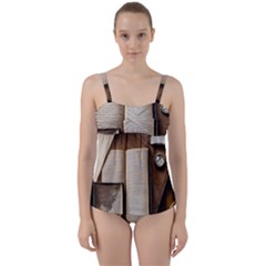 Desk Book Inkwell Pen Twist Front Tankini Set by Ravend