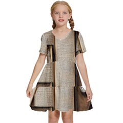 Desk Book Inkwell Pen Kids  Short Sleeve Tiered Mini Dress by Ravend