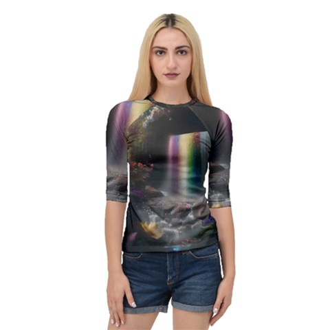 Waterfall Rainbow Quarter Sleeve Raglan Tee by Ravend