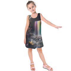 Waterfall Rainbow Kids  Sleeveless Dress by Ravend