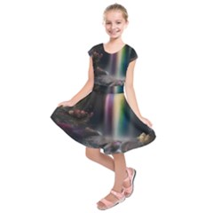 Waterfall Rainbow Kids  Short Sleeve Dress by Ravend