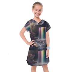 Waterfall Rainbow Kids  Drop Waist Dress by Ravend