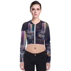 Waterfall Rainbow Long Sleeve Zip Up Bomber Jacket by Ravend