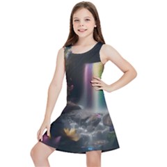 Waterfall Rainbow Kids  Lightweight Sleeveless Dress by Ravend