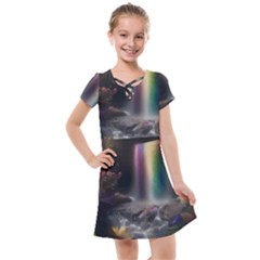 Waterfall Rainbow Kids  Cross Web Dress by Ravend