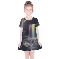 Waterfall Rainbow Kids  Simple Cotton Dress by Ravend