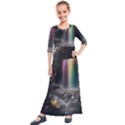 Waterfall Rainbow Kids  Quarter Sleeve Maxi Dress View1