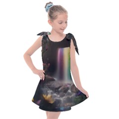 Waterfall Rainbow Kids  Tie Up Tunic Dress by Ravend