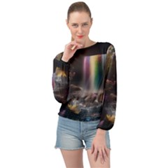 Waterfall Rainbow Banded Bottom Chiffon Top by Ravend