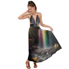 Waterfall Rainbow Backless Maxi Beach Dress by Ravend