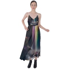 Waterfall Rainbow Tie Back Maxi Dress