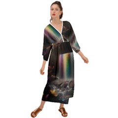 Waterfall Rainbow Grecian Style  Maxi Dress by Ravend