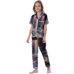 Waterfall Rainbow Kids  Satin Short Sleeve Pajamas Set by Ravend