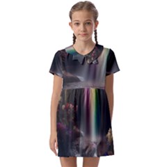 Waterfall Rainbow Kids  Asymmetric Collar Dress by Ravend