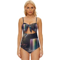 Waterfall Rainbow Knot Front One-piece Swimsuit by Ravend