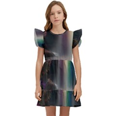 Waterfall Rainbow Kids  Winged Sleeve Dress by Ravend