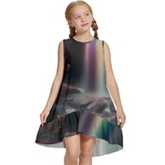 Waterfall Rainbow Kids  Frill Swing Dress by Ravend