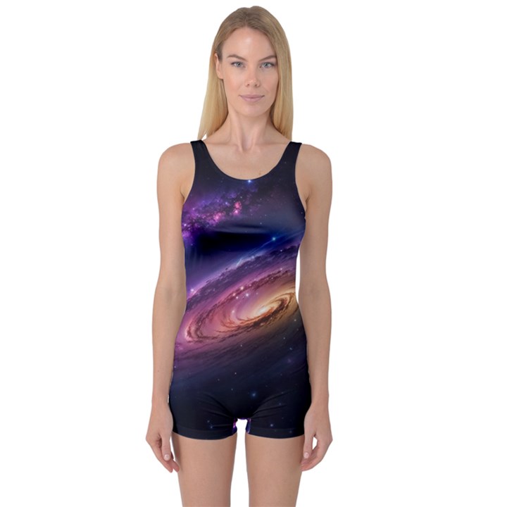 Universe Space Star Rainbow One Piece Boyleg Swimsuit