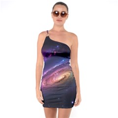 Universe Space Star Rainbow One Shoulder Ring Trim Bodycon Dress by Ravend