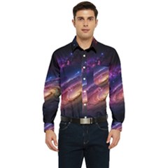 Universe Space Star Rainbow Men s Long Sleeve Pocket Shirt  by Ravend