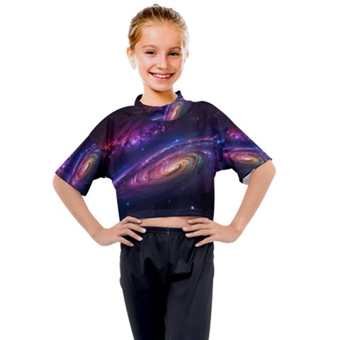 Universe Space Star Rainbow Kids Mock Neck Tee by Ravend