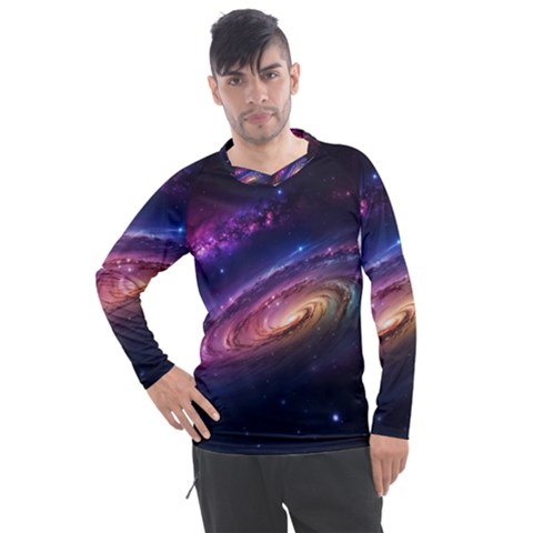 Universe Space Star Rainbow Men s Pique Long Sleeve Tee by Ravend