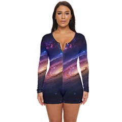 Universe Space Star Rainbow Long Sleeve Boyleg Swimsuit by Ravend