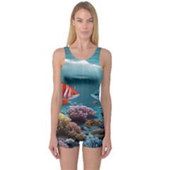 Fish Sea Ocean One Piece Boyleg Swimsuit by Ravend