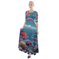 Fish Sea Ocean Half Sleeves Maxi Dress by Ravend