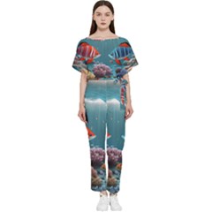 Fish Sea Ocean Batwing Lightweight Chiffon Jumpsuit by Ravend