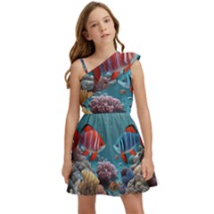 Fish Sea Ocean Kids  One Shoulder Party Dress by Ravend