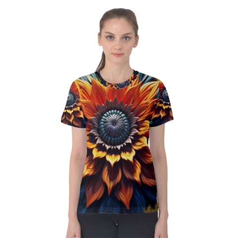 Flower Plant Geometry Women s Cotton Tee by Ravend