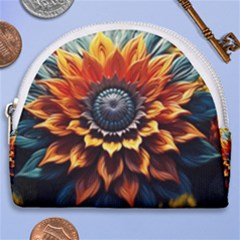 Flower Plant Geometry Horseshoe Style Canvas Pouch by Ravend