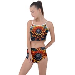 Flower Plant Geometry Summer Cropped Co-ord Set by Ravend