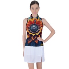 Flower Plant Geometry Women s Sleeveless Polo Tee