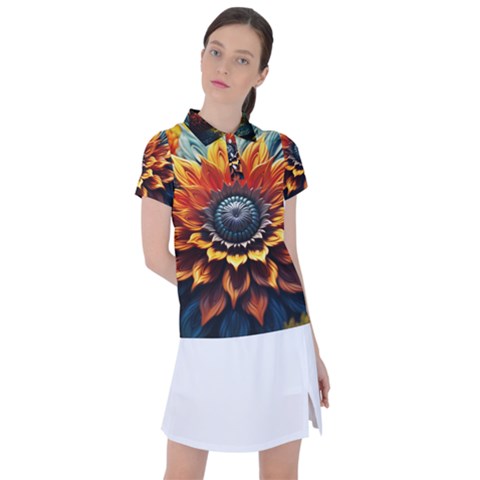 Flower Plant Geometry Women s Polo Tee by Ravend