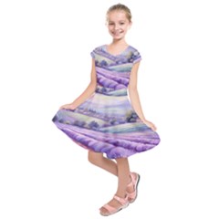 Lavender Flower Tree Kids  Short Sleeve Dress by Ravend