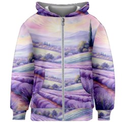 Lavender Flower Tree Kids  Zipper Hoodie Without Drawstring by Ravend