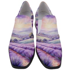 Lavender Flower Tree Women Slip On Heel Loafers by Ravend