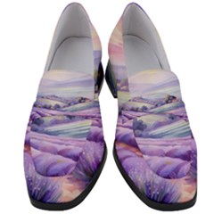 Lavender Flower Tree Women s Chunky Heel Loafers by Ravend