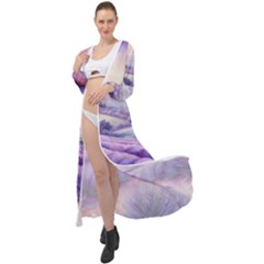 Lavender Flower Tree Maxi Chiffon Beach Wrap by Ravend