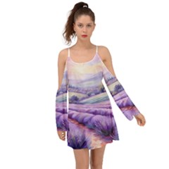 Lavender Flower Tree Boho Dress by Ravend