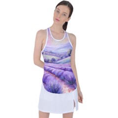 Lavender Flower Tree Racer Back Mesh Tank Top by Ravend