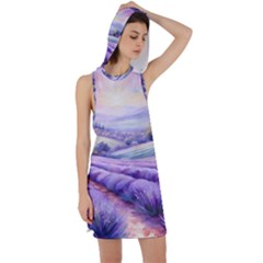 Lavender Flower Tree Racer Back Hoodie Dress by Ravend